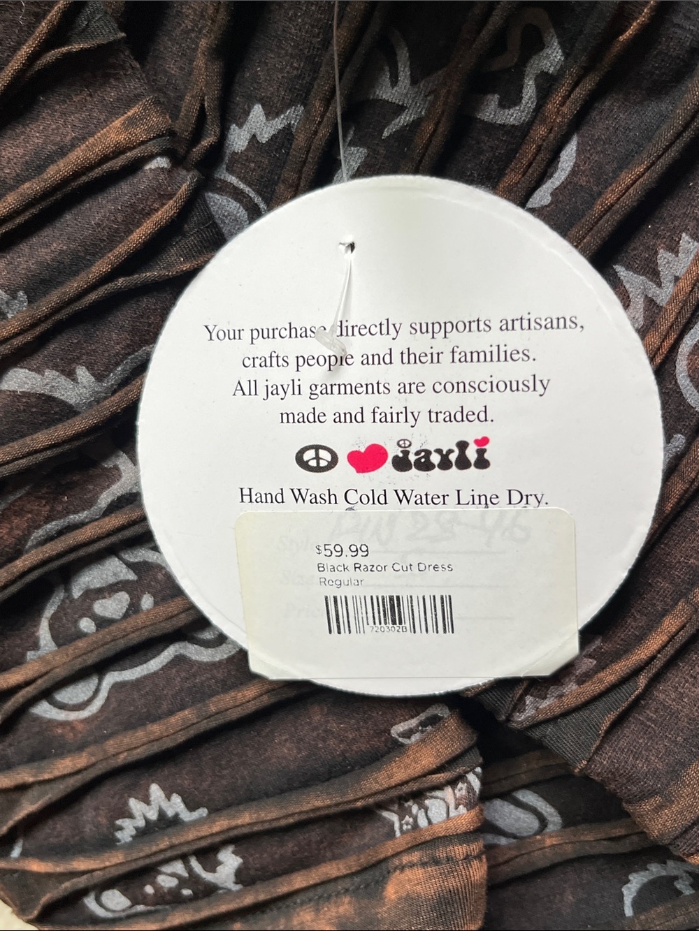 Jayli Dark Brown/black Long Sleeve Dress with Dancing Bear and Cut Design. NWT - Picture 8 of 8